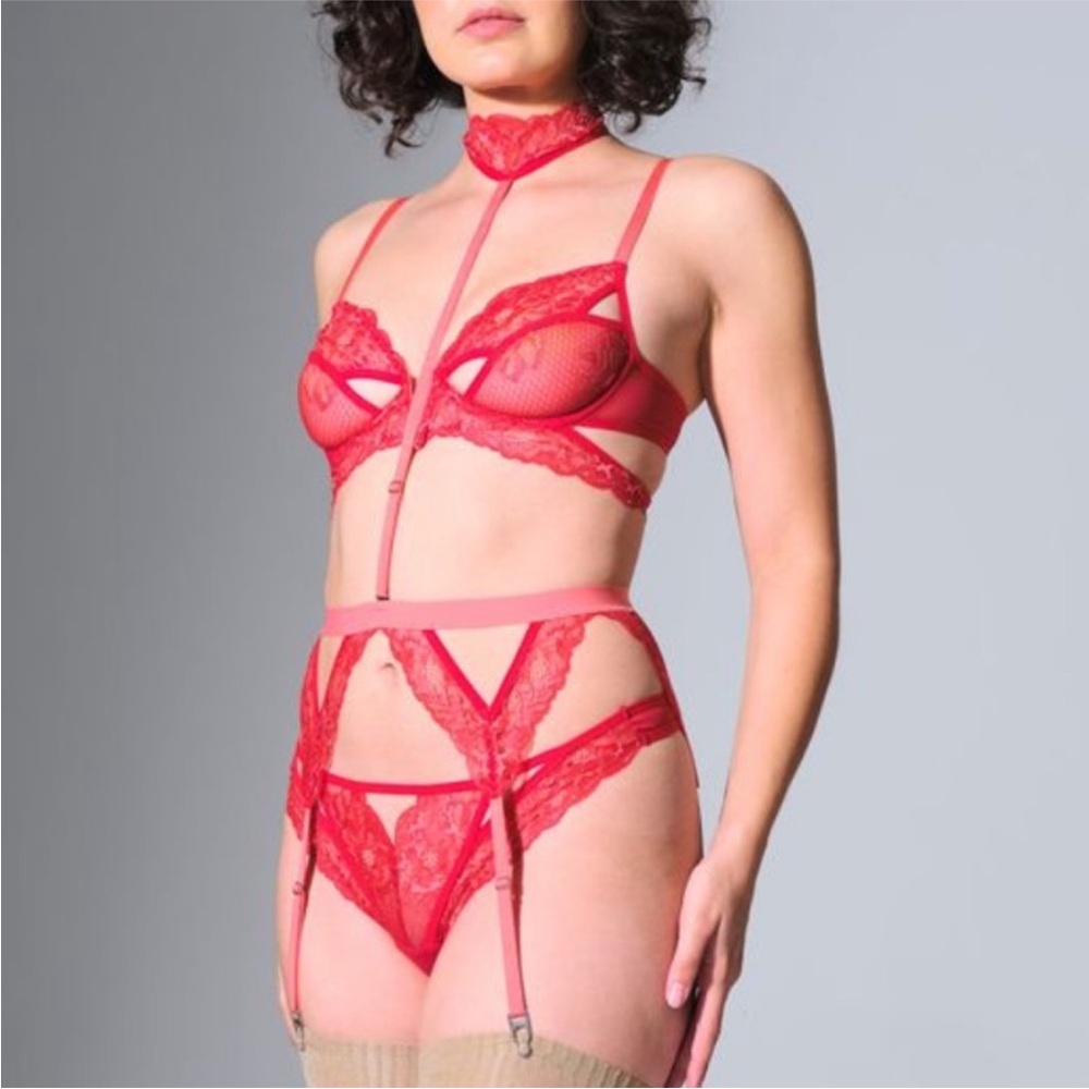 Thistle and Spire Chili Kane Garter Belt with Removable Choker ONLY Medium New
